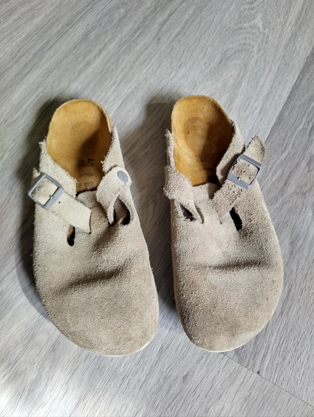Birkenstock Boston Suede Clog Taupe Unisex Shoes Sz 40/9